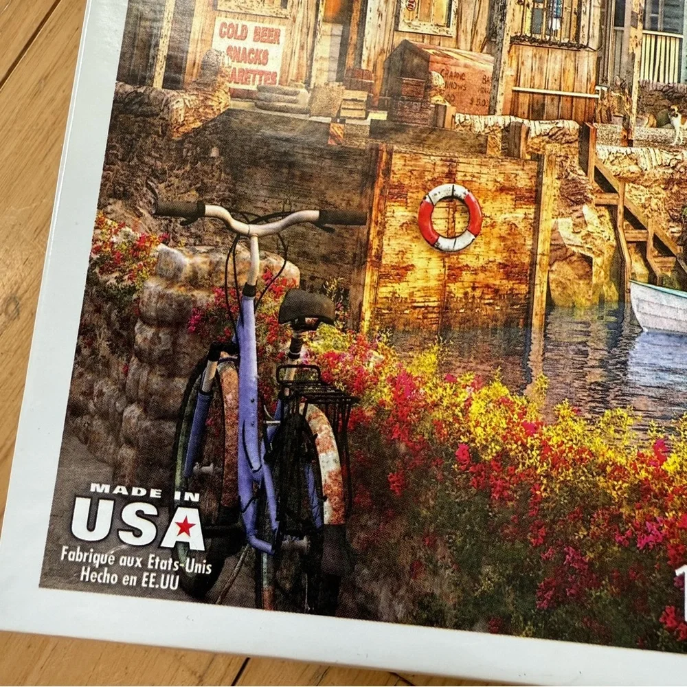 WHITE MOUNTAIN 1000pc Harbor Evening coastal themed jigsaw puzzle
